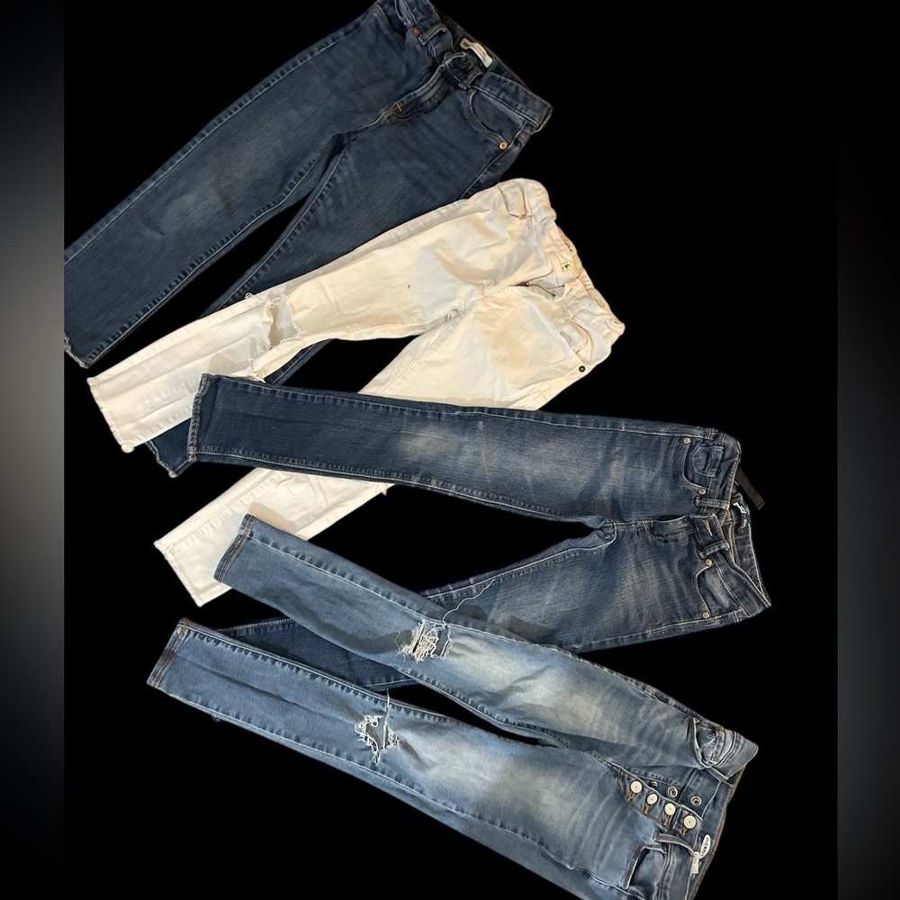 Girls 8 jeans lot Levi’s straight leg ankle high rise & skinny Rockstar straight